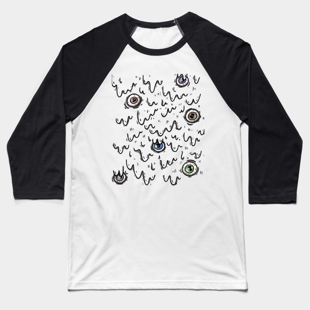 Goo & Spooky Eyes Funny Halloween Design Baseball T-Shirt by Up 4 Tee